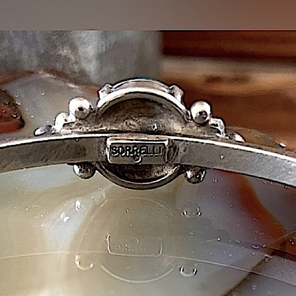 Sorrelli Aqua Blue Topaz Vintage Antique Style Feminine Cuff Bracelet +Earrings - Picture 3 of 11